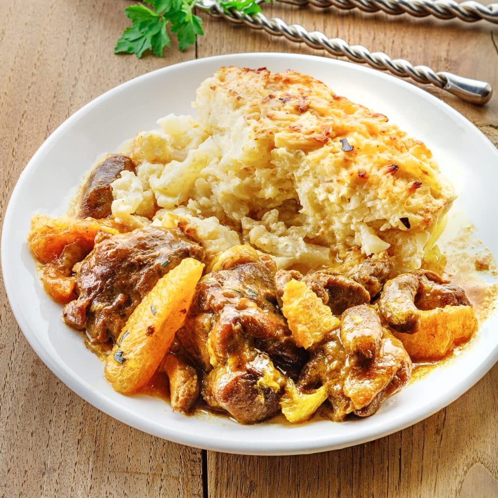 Canard à l'orange et gratin de chou fleur